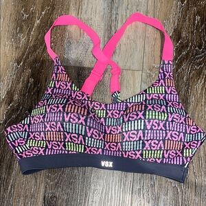 VSX Pink and Black sports bra with Cross-Back Design